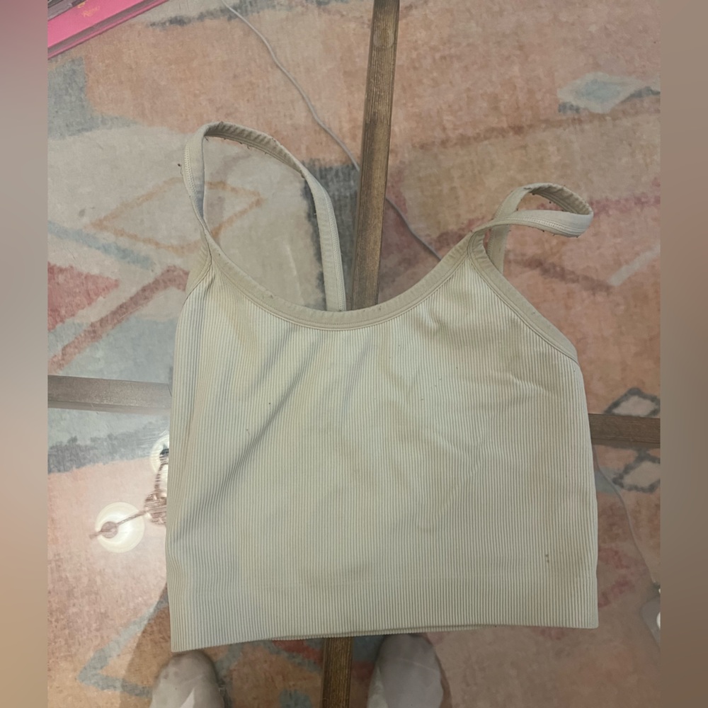 small beige set active workout tank.